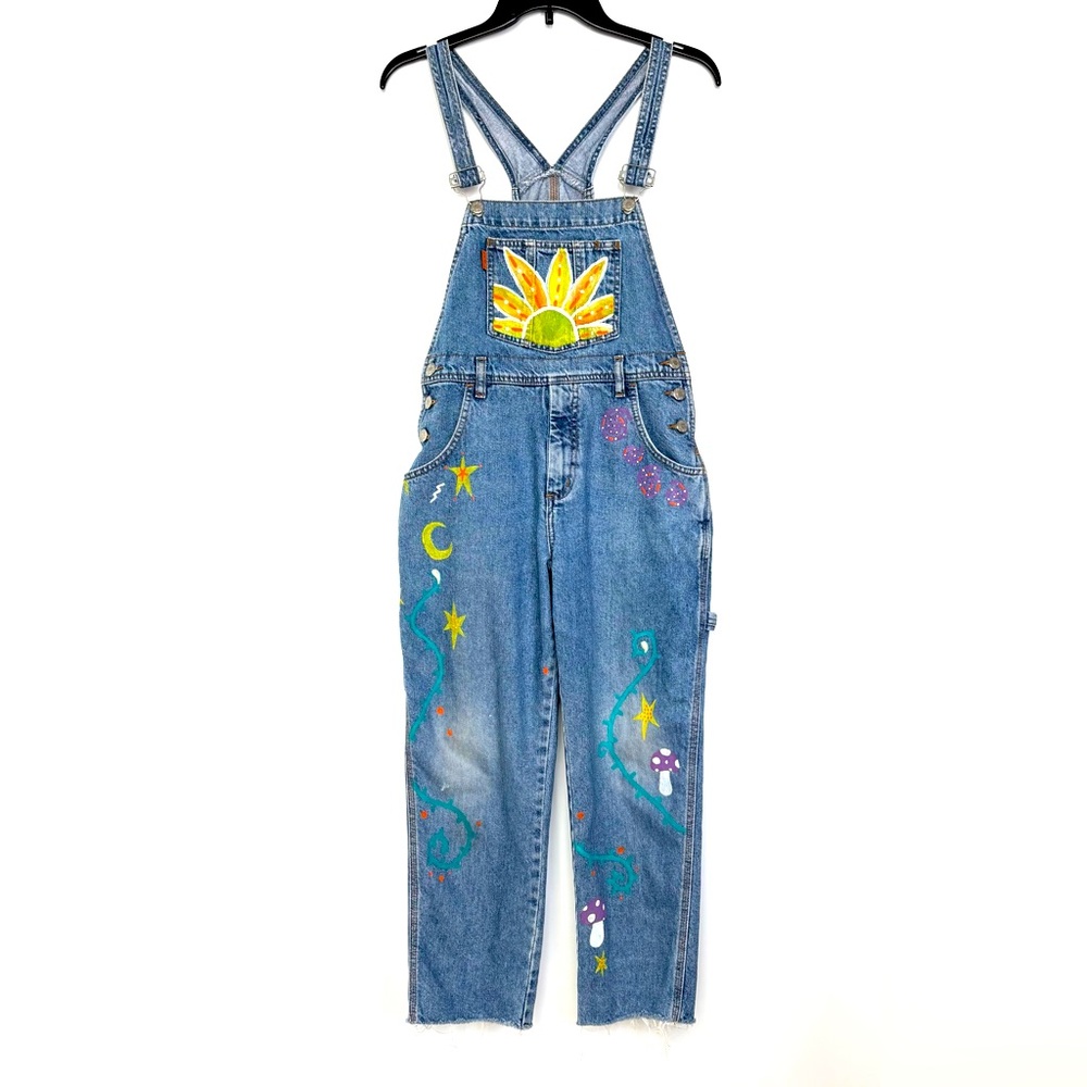 Festival Overalls Boho Painted Denim Girls or Women’s XXS